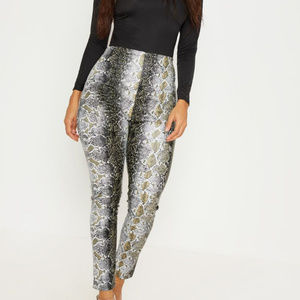 BRAND NEW-Black Snakeskin Faux Leather Skinny Trou